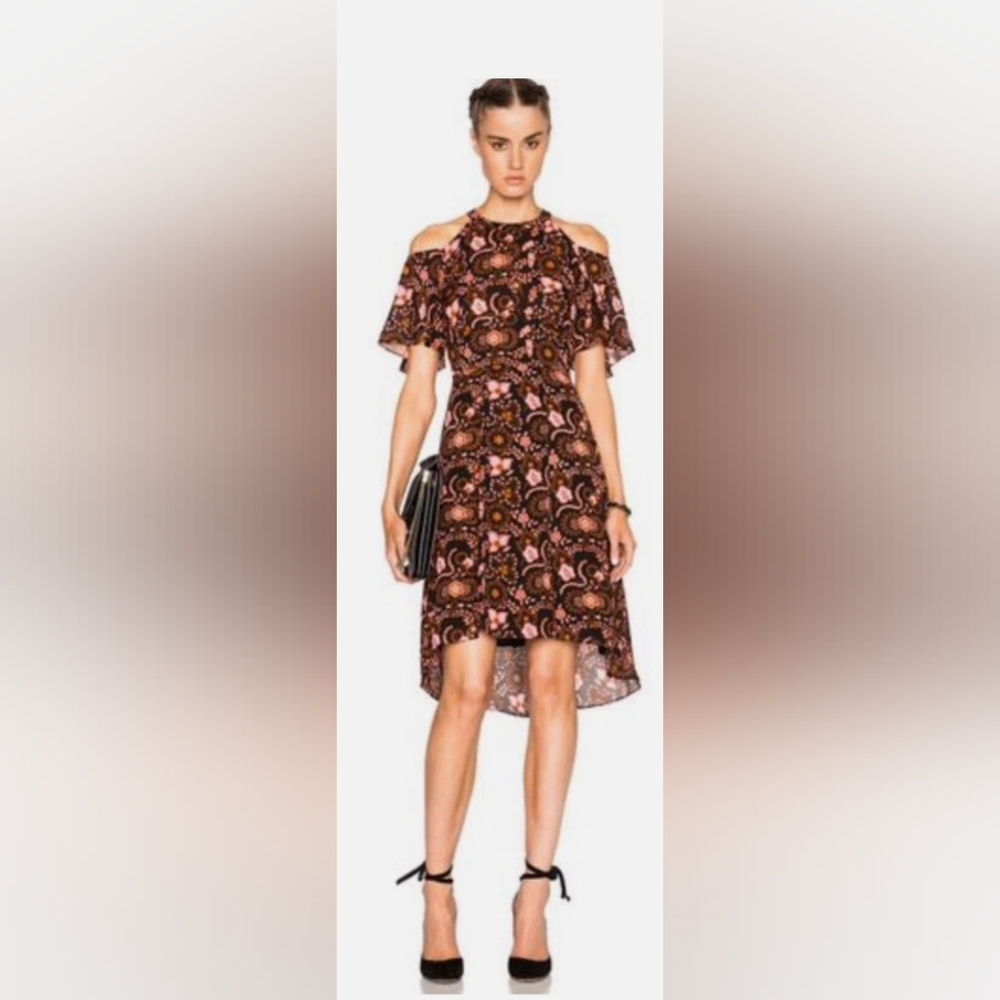 A.L.C. Emile Silk Floral Pink Cold Shoulder Dress